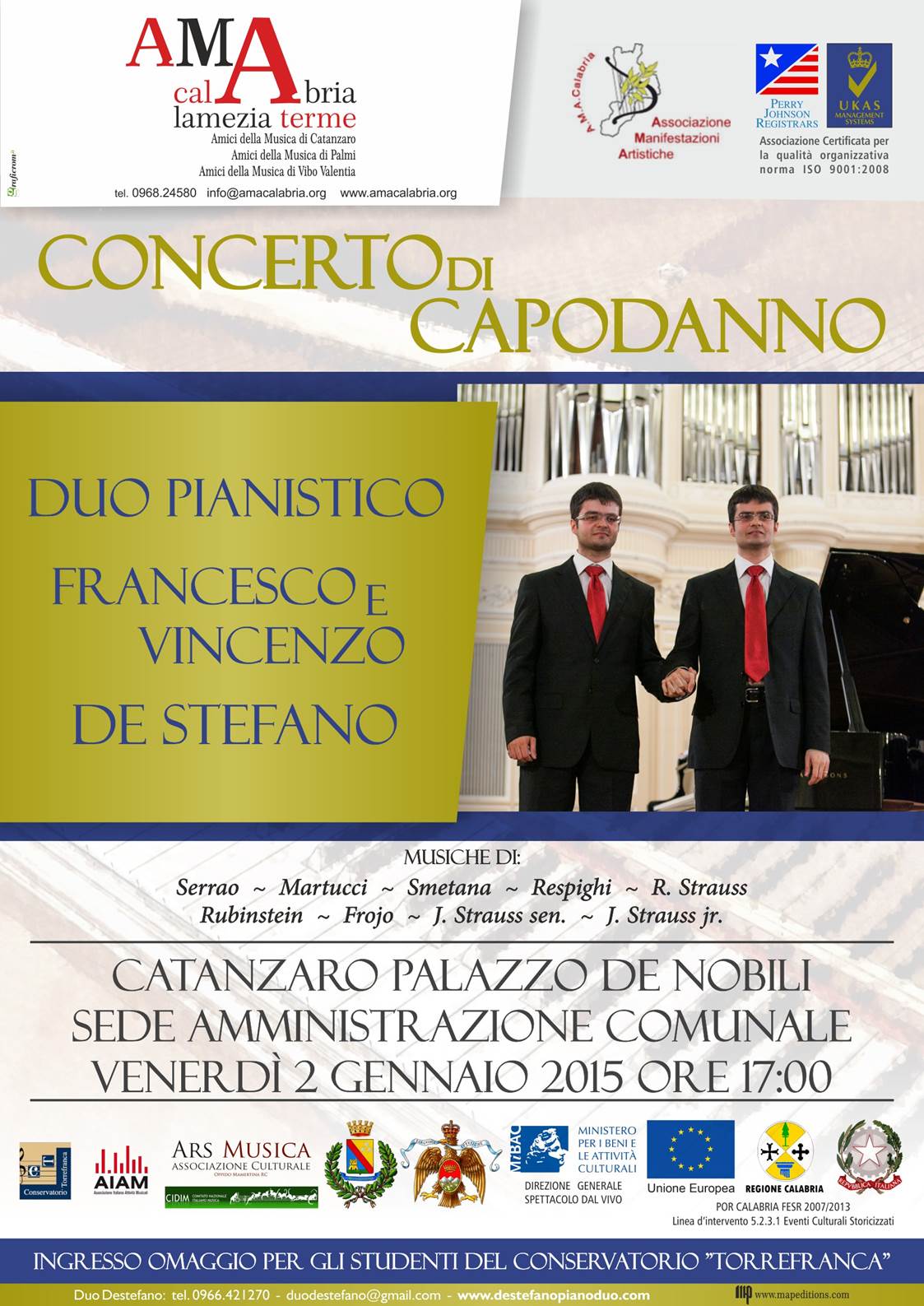 Concerto di Capodanno, 2 Gennaio 2015, Catanzaro, Duo De Stefano